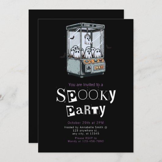 Graben Sie ein Ghost Modernes Minimalistisches Hal Einladung (Vorne/Hinten)