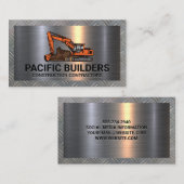 Graben von Baggern | Stahlplatten - Metall Visitenkarte (Vorne/Hinten)