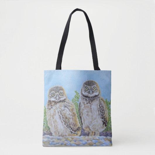 Grabende Eulenkinder Tasche (Vorderseite)