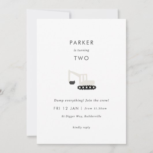 Gräberbau Party Minimaler Geburtstag Einladung (Vorderseite)