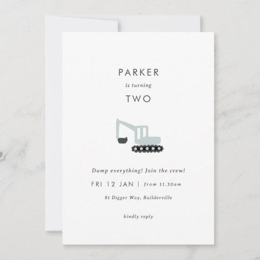 Gräberbau Party Minimaler Geburtstag Einladung (Vorderseite)