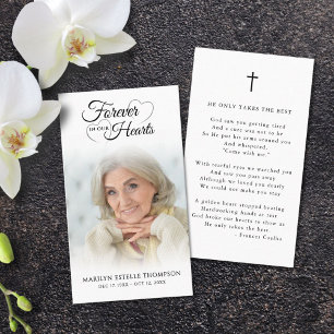 Grabfoto Forever Hearts Kreuz Gebetskarte Visitenkarte