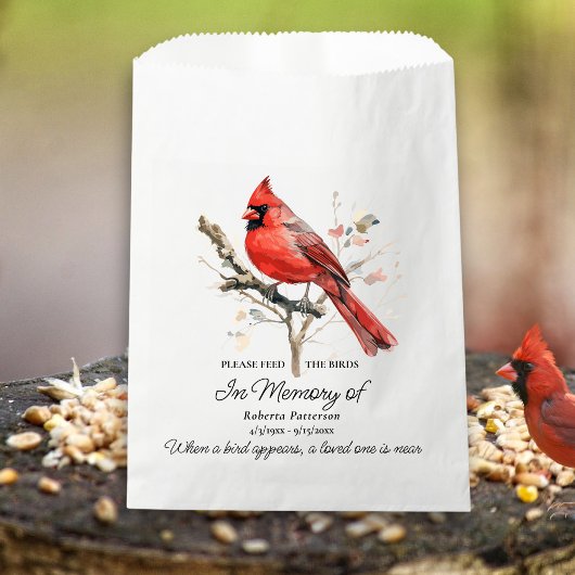 Grabgeschenk Kardinal Vogelfutter Geschenktütchen