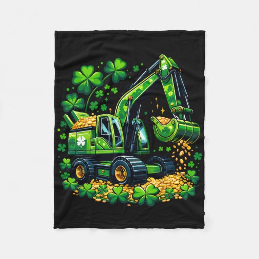 Grabglück Shamrock St Patricks Bagger Kinder B Fleecedecke (Vorderseite)