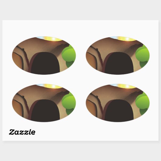 Grabmal Ovaler Aufkleber (Blatt)