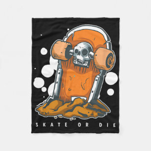 Grabmal Schädel toter Skater Skate stirb Skateboar Fleecedecke