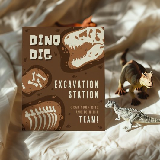Grabstation Dino Dig Dinosaur Party Sockelschild
