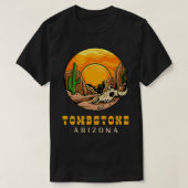 Grabstein Arizona Retro Kaktus und Sun TShirt (Design vorne)
