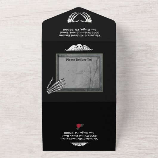 Grabstein Gothic Halloween Hochzeit All In One Einladung (Außenbereich)