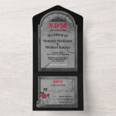 Grabstein Gothic Halloween Hochzeit All In One Einladung (Innen)
