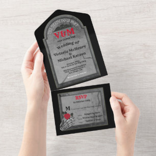 Grabstein Gothic Halloween Hochzeit All In One Einladung