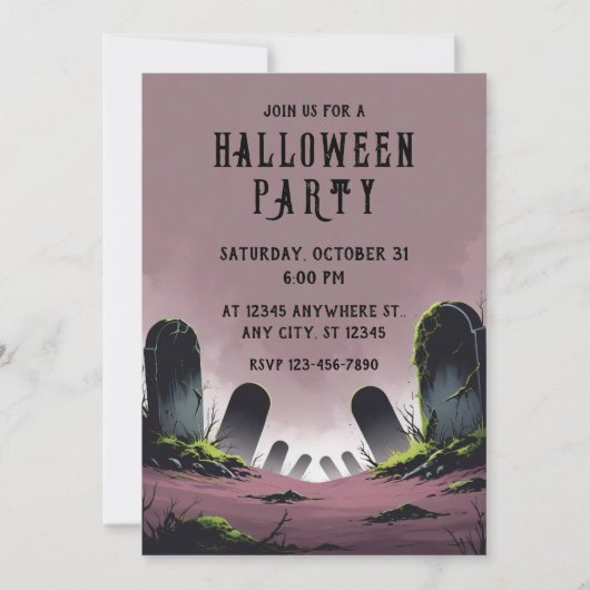 Grabstein Halloween-Party Einladung (Vorderseite)