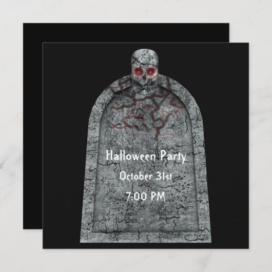 Grabstein - Halloween-Party Einladung (Vorne/Hinten)