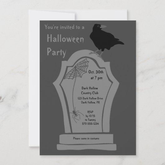 Grabstein Headstone Graphic Custom Halloween-Party Einladung (Vorderseite)
