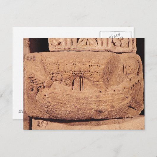 Grabstein mit einem Fischerboot Postkarte (Vorne/Hinten)