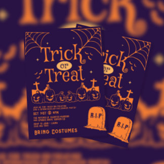 Grabstein Pumpkin Trick oder Treat Halloween-Party Einladung