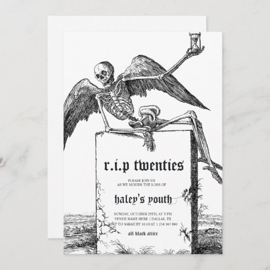 Grabstein RIP Zwanziger 20er Funny 30th Birthday Einladung (Vorne/Hinten)