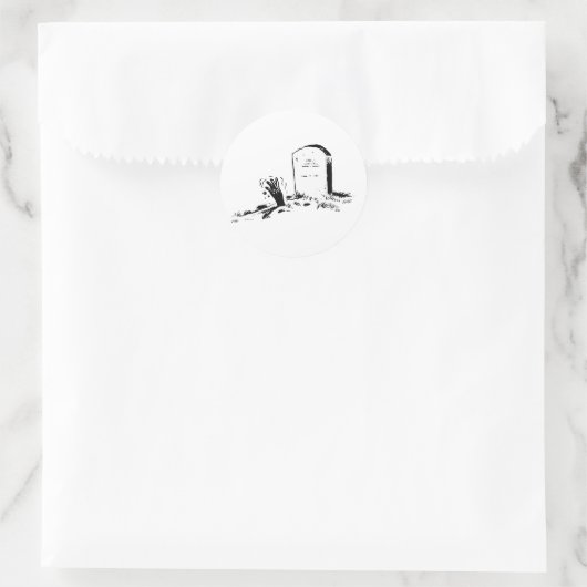 Grabstein und Handkleber Runder Aufkleber (Tasche)