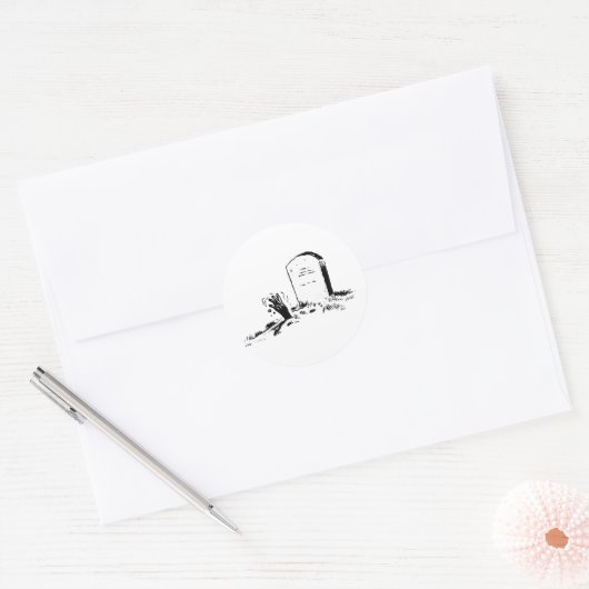 Grabstein und Handkleber Runder Aufkleber (Umschlag)