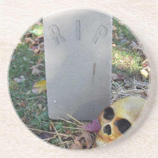 Grabstein und Schädel Getränkeuntersetzer (Vorne)