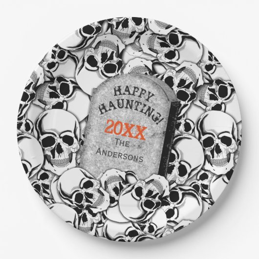 Grabstein und Skulls ID216 Pappteller (Vorderseite)