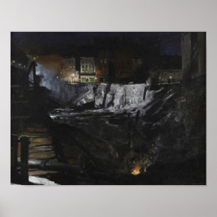 Grabung in der Nacht von George Bellows Poster