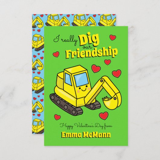 Grabungsgrabungsklasse Valentine Dankeskarte (Vorne/Hinten)