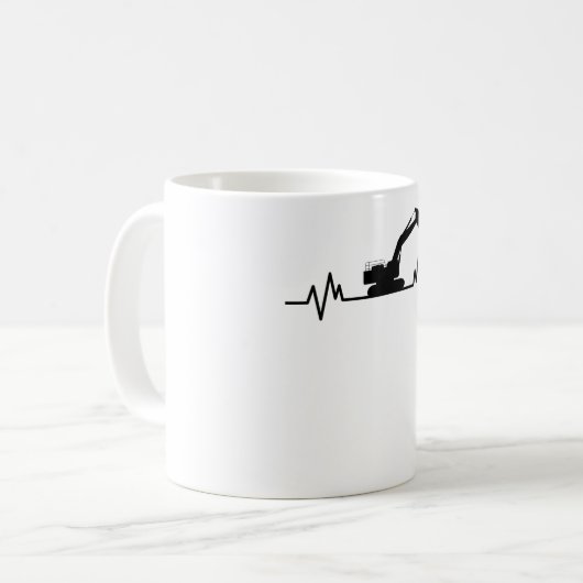 Grabungsopfer Heartbeat Motif Construction Worker Kaffeetasse (Vorderseite Links)