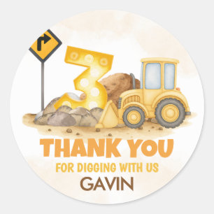 Grabungstruck 3. Geburtstag Party Runder Aufkleber