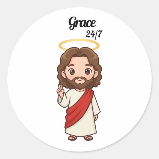 Grace 24/7 - Jesus reagiert Runder Aufkleber (Vorderseite)