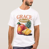 Grace Abounds Peach Ananas Retro Faith T-Shirt (Vorderseite)
