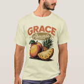 Grace Abounds Peach Ananas Retro Faith T-Shirt (Vorderseite)