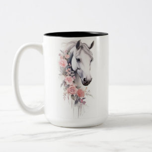 "Grace and Blooms: Ein Blumenportrait der Eleganz" Zweifarbige Tasse