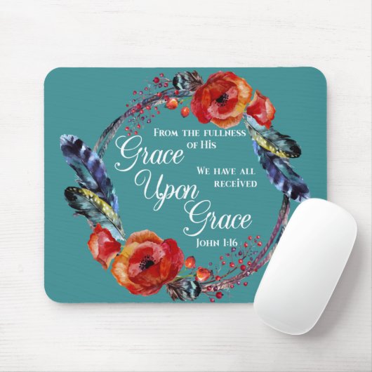 Grace Auf Grace Johannes 1:16 Schrift Mousepad (Mit Mouse)