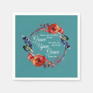 Grace Auf Grace Johannes 1:16 Schrift Serviette