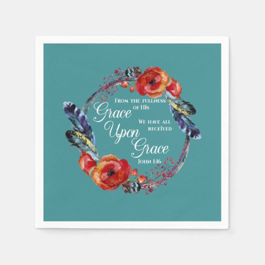 Grace Auf Grace Johannes 1:16 Schrift Serviette (Vorderseite)