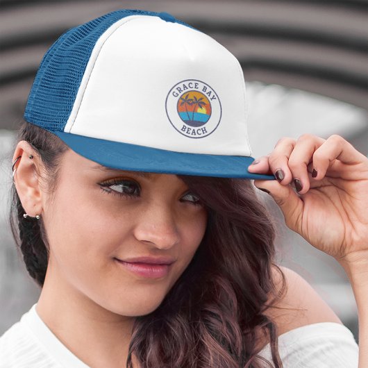 Grace Bay Beach, Türken und Caicos verblasste klas Truckerkappe