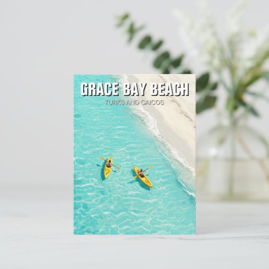 Grace Bay Beach Turks und Caicos Reisen Postkarte (Stehend Vorderseite)
