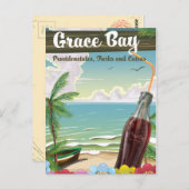 Grace Bay, Providenciales, Turks und Caicos Travel Postkarte (Vorne/Hinten)