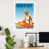 Grace Bay Turks & Caicos Retro Poster (Heimbüro)