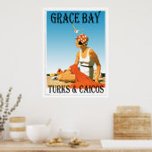 Grace Bay Turks & Caicos Retro Poster (Küche)