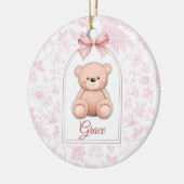 Grace | Benutzerdefiniertes rosa Teddy-Bär-Kinderz Keramik Ornament (Links)