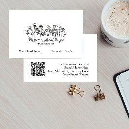 Grace Bible Verse Floral Doodle Church Visitenkarte