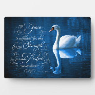 Grace Bible Verse Mute Swan Easel Plaque Fotoplatte