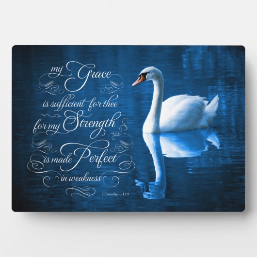 Grace Bible Verse Mute Swan Easel Plaque Fotoplatte (Vorderseite)