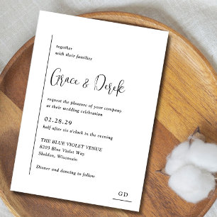 Grace Black and White Modern Wedding Einladung