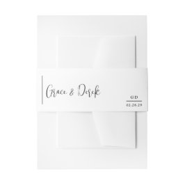 Grace Black and White Modern Wedding Einladungsbanderole