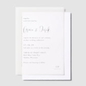 Grace Black and White Modern Wedding Pergament Einladungen (Versetzt)
