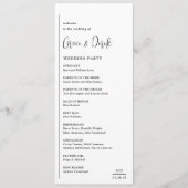 Grace Black and White Modern Wedding Programm (Vorderseite)