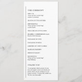 Grace Black and White Modern Wedding Programm (Rückseite)